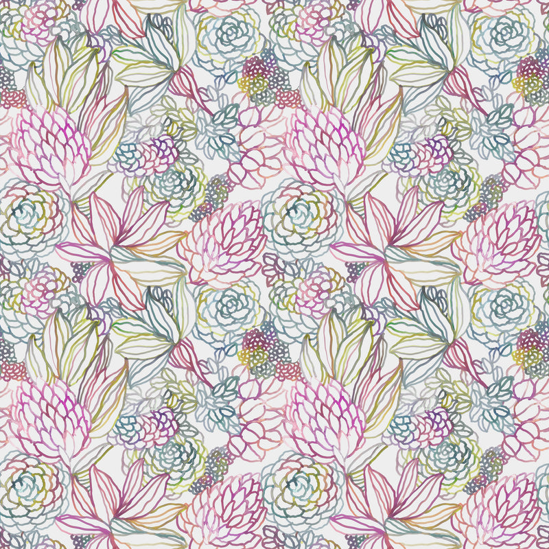 Floral Pink Fabric - Althorp Printed Cotton Fabric (By The Metre) Sorbet Cream Voyage Maison