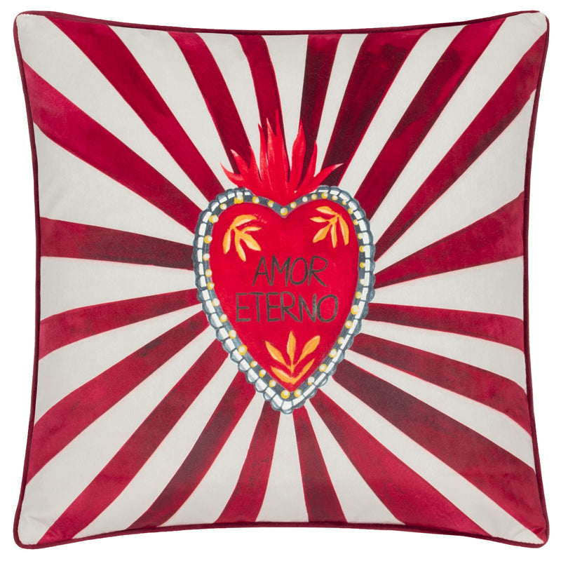 Abstract Red Cushions - Amor Eterno Velvet Piped Cushion Cover Red furn.