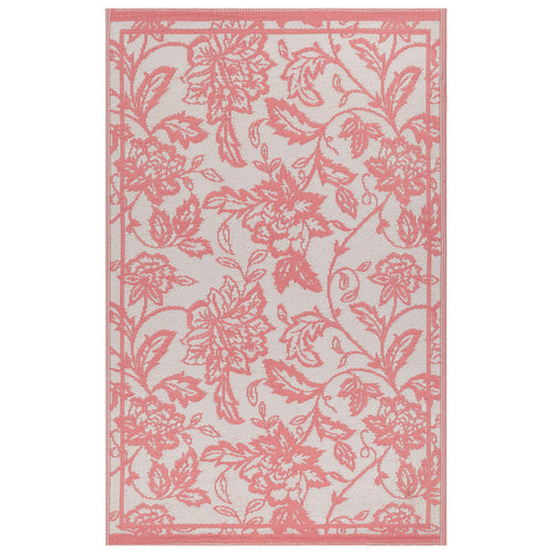 Floral White Rugs - Anemone Woven Jacquard Outdoor Rug Peach/Cream furn.