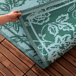 Floral Blue Rugs - Anemone Woven Jacquard Outdoor Rug Teal/Mineral furn.