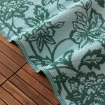 Floral Blue Rugs - Anemone Woven Jacquard Outdoor Rug Teal/Mineral furn.