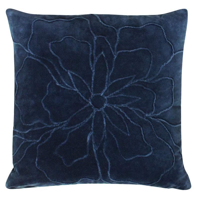 furn. Angeles Floral Velvet Cushion Cover in Navy