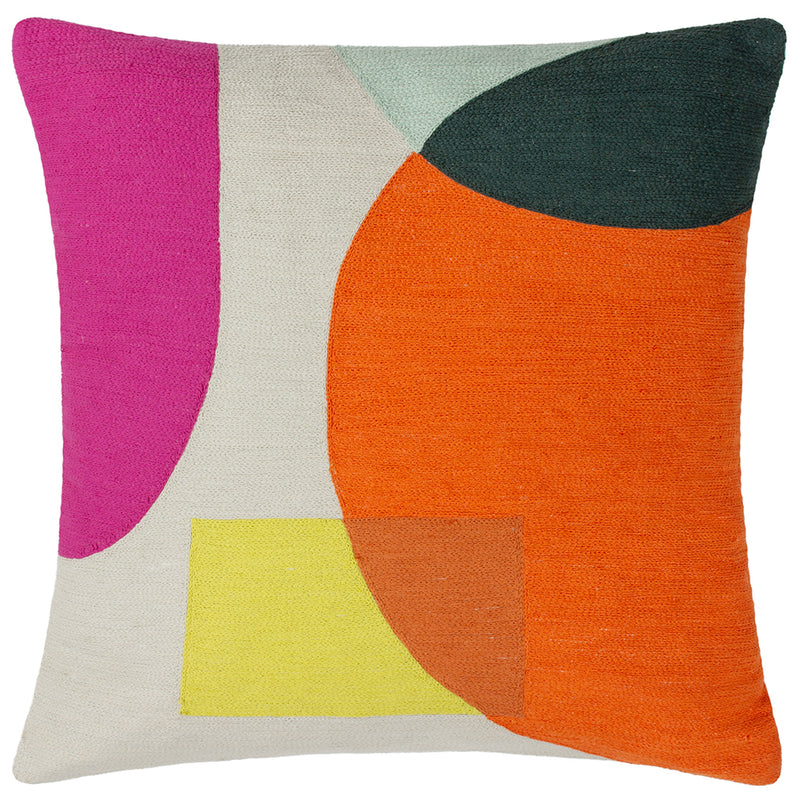 furn. Anjo Embroidered Cushion Cover in Natural/Orange