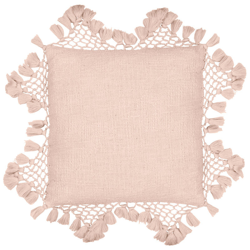 Yard Anko Macrame Tassel Trim Cushion Cover in Blush