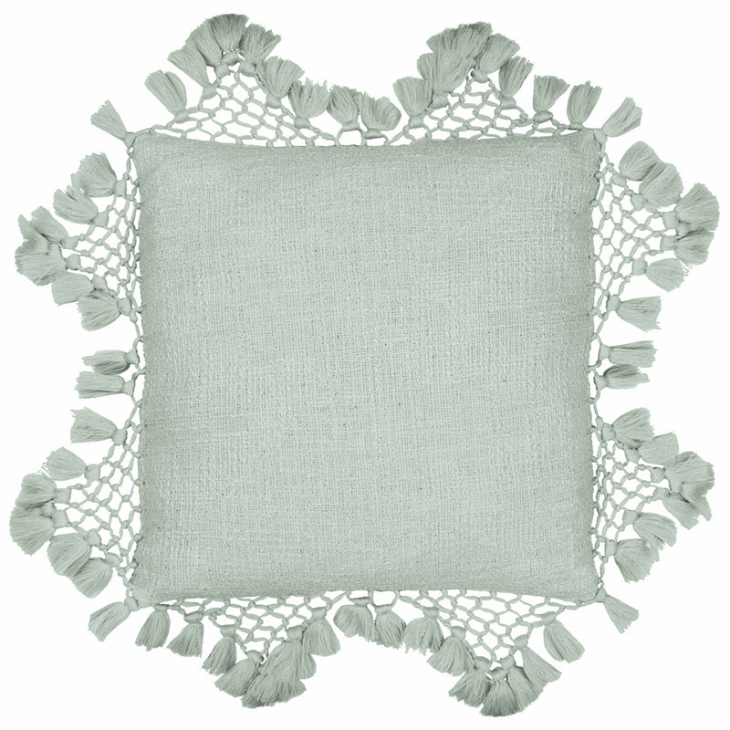 Yard Anko Macrame Tassel Trim Cushion Cover in Eucalyptus