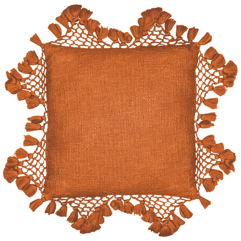 Yard Anko Macrame Tassel Trim Cushion Cover in Pecan