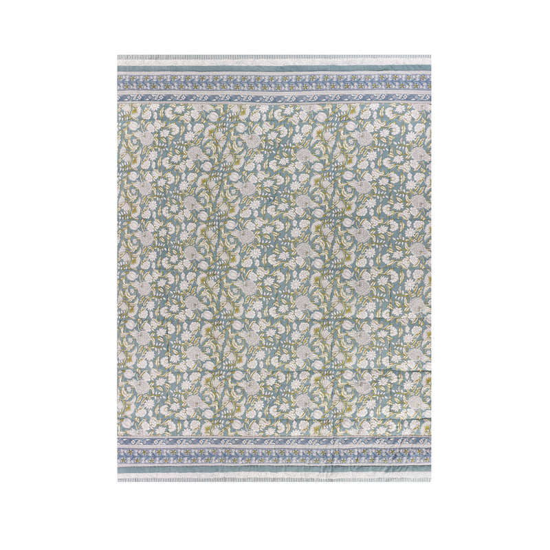 Floral Blue Bedding - Annabelle 100% Cotton Bedspread Blue Wylder