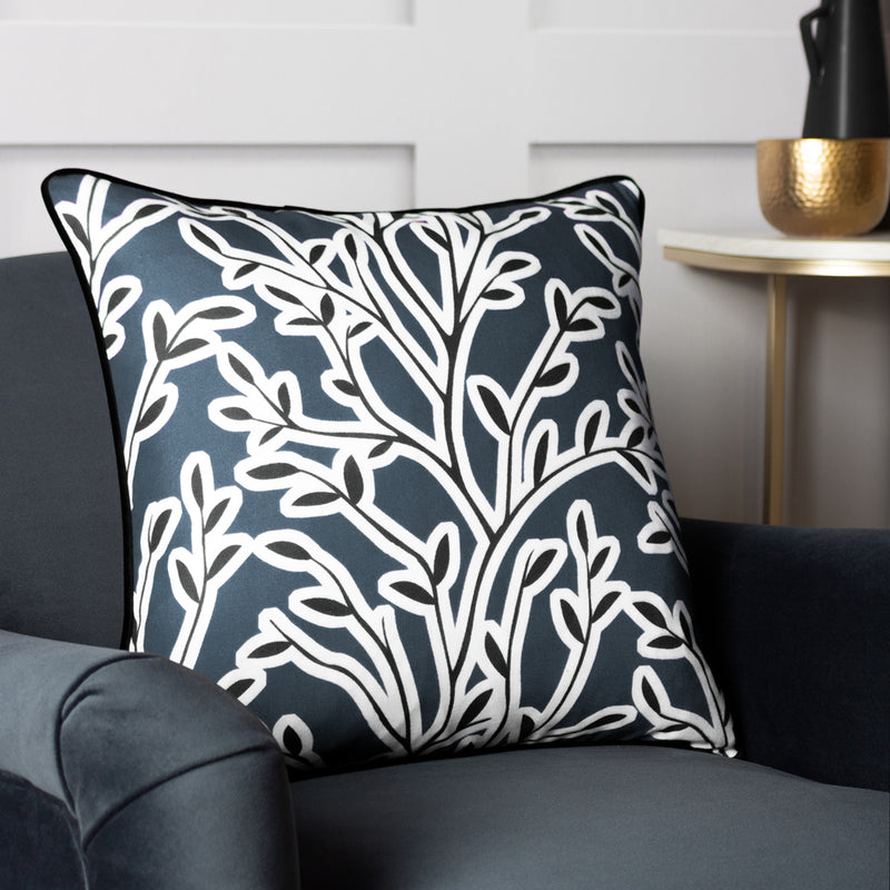 furn. Annika Floral Cushion Cover in Slate Blue