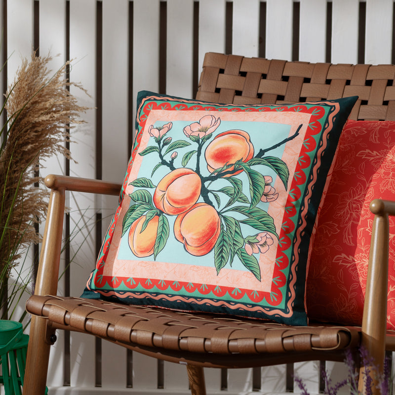 Floral Multi Cushions - Anemone Peaches Printed Outdoor Cushion Cover Multi furn.