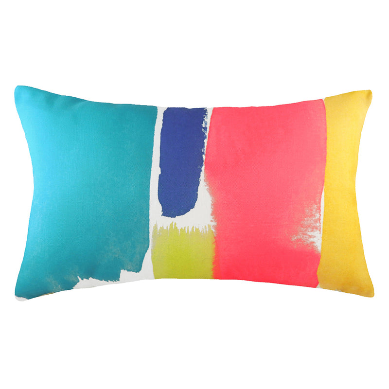 Evans Lichfield Aquarelle Abstract Rectangular Cushion Cover in Aqua/Watermelon