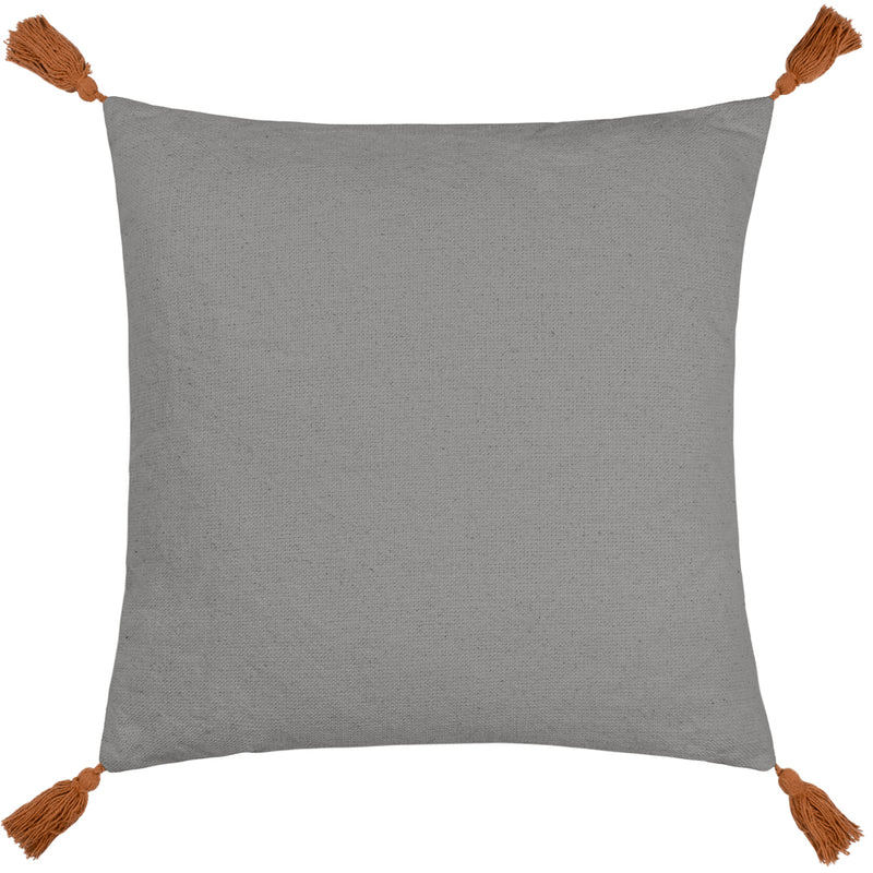 furn. Aquene Tufted Tasselled Cushion Cover in Charcoal/Brick