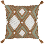 furn. Aquene Tufted Tasselled Cushion Cover in Moss/Mustard