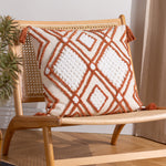 furn. Aquene Tufted Tasselled Cushion Cover in Natural/Brick