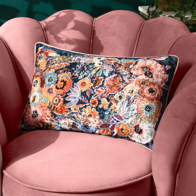 Wylder Aquess New Cushion Cover in Navy/Coral