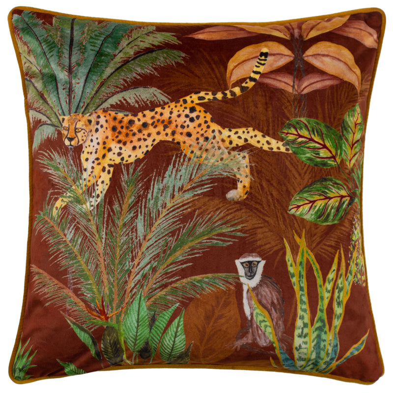 Wylder Aranya Piped Velvet Cushion Cover in Rust