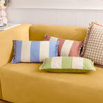 Striped Blue Cushions - Araya Striped Velvet Cushion Cover Blue furn.