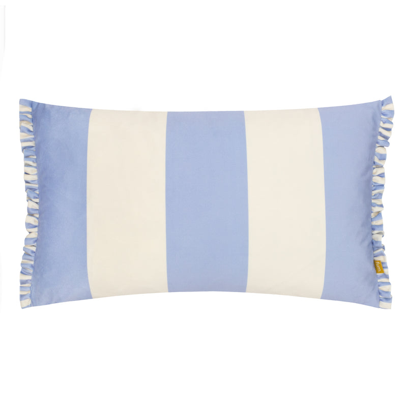 Striped Blue Cushions - Araya Striped Velvet Cushion Cover Blue furn.