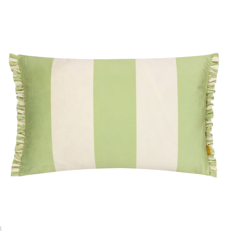 Striped Green Cushions - Araya Striped Velvet Cushion Cover Green furn.