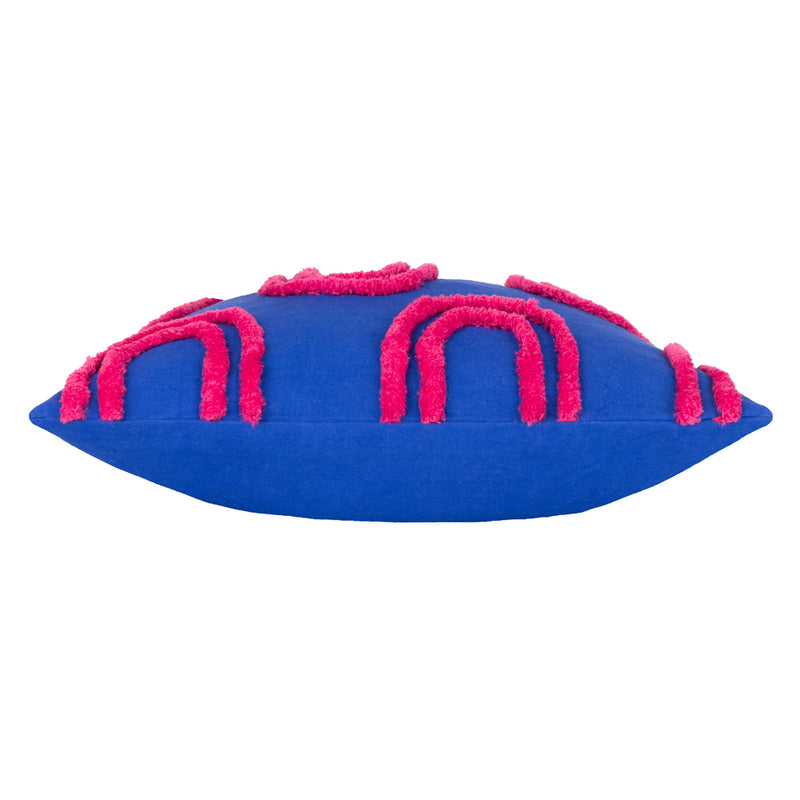 Heya Home Archie Tufted Cushion Cover in Cobalt/Pink