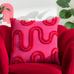 Abstract Pink Cushions - Archie Tufted Cushion Cover Pink/Red Heya Home