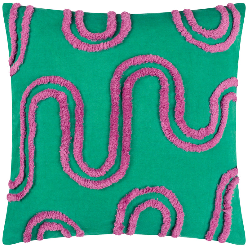 Heya Home Archie Tufted Cushion Cover in Turquoise/Purple