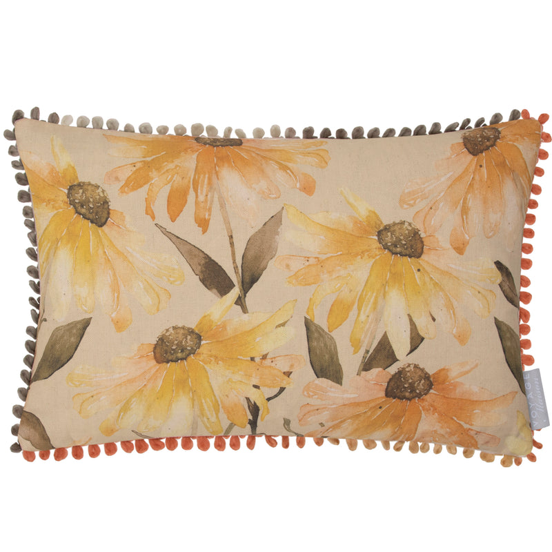 Floral Yellow Cushions - Ardmaddy Printed Feather Filled Cushion Apricot Voyage Maison