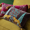 Animal Brown Cushions - Aritra Embroidered Velvet Cushion Cover Multi Wylder Tropics