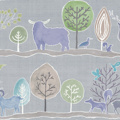 Animal Grey Fabric - Ariundle Printed Cotton Fabric (By The Metre) Cornflower Voyage Maison