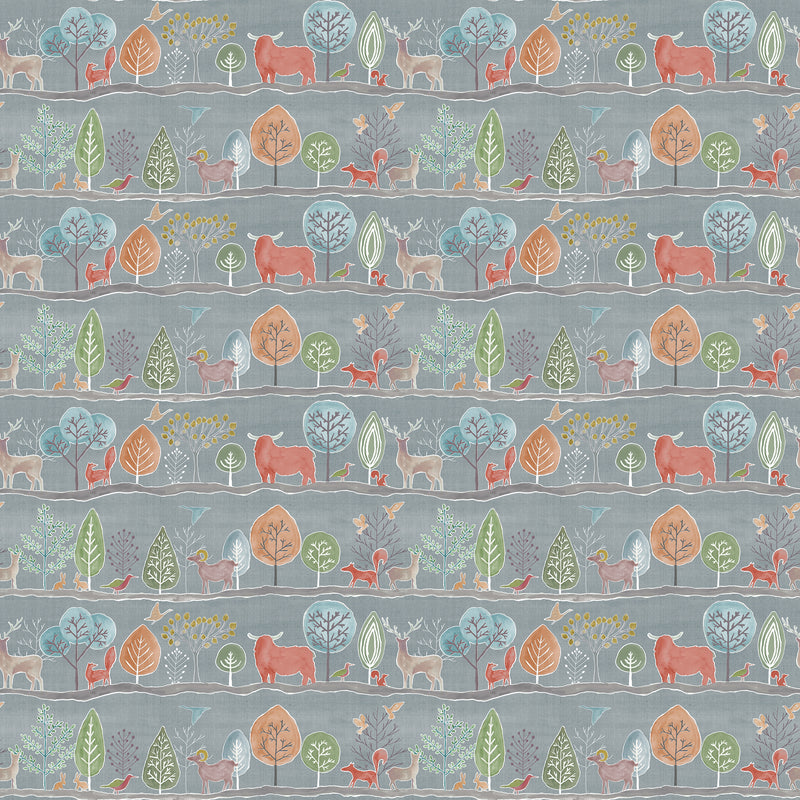 Animal Grey Fabric - Ariundle Printed Cotton Fabric (By The Metre) Persimmon Voyage Maison