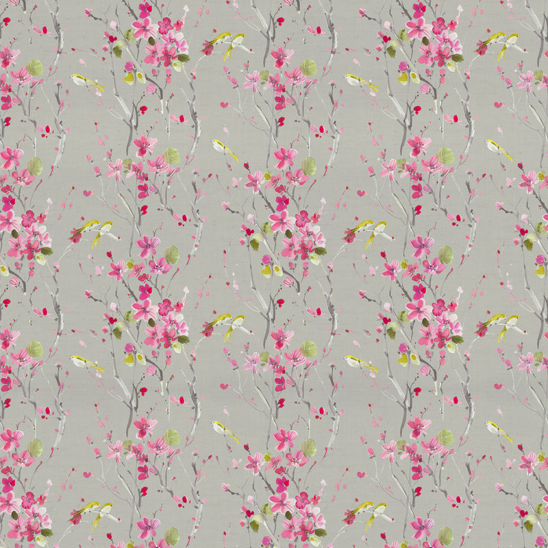 Floral Pink Fabric - Armathwaite Printed Cotton Fabric (By The Metre) Blossom/Sand Voyage Maison