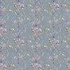 Floral Grey Fabric - Armathwaite Printed Cotton Fabric (By The Metre) Violet/Slate Voyage Maison