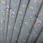 Floral Grey Fabric - Armathwaite Printed Cotton Fabric (By The Metre) Violet/Slate Voyage Maison