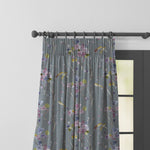 Floral Grey Fabric - Armathwaite Printed Cotton Fabric (By The Metre) Violet/Slate Voyage Maison