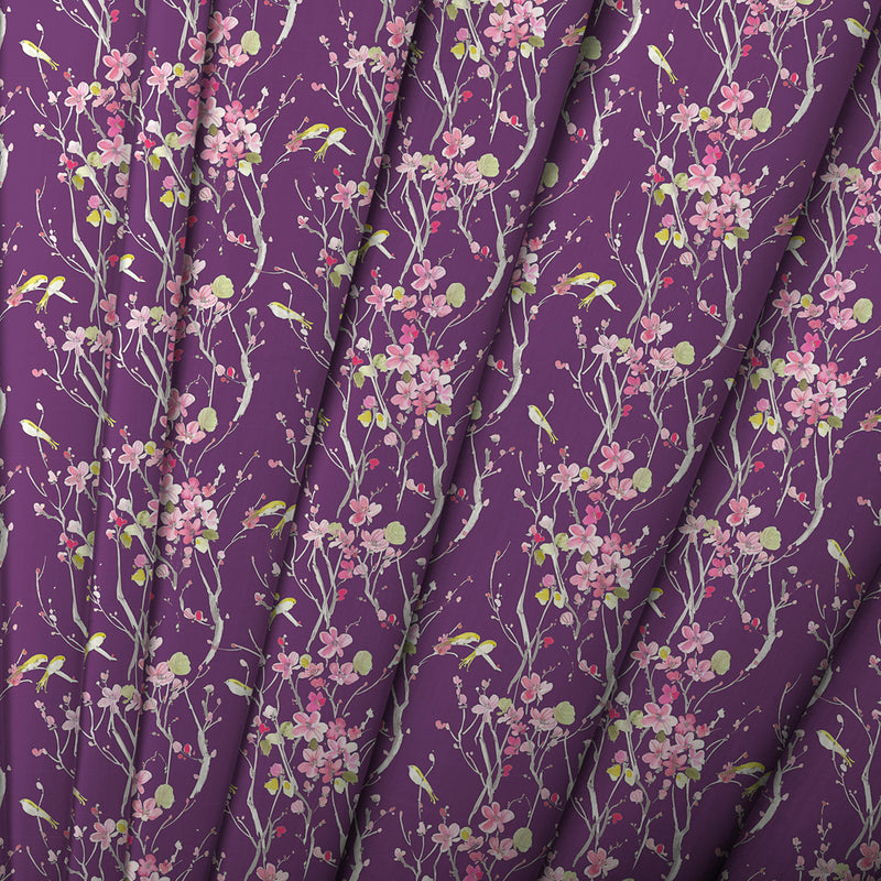 Voyage Maison Armathwaite Printed Cotton Poplin Apparel Fabric in Blossom/Plum