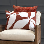 Floral Orange Cushions - Aspin Embroidered Cushion Cover Cinnamon Additions