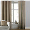 Paoletti Atlantic Twill Woven Eyelet Curtains in Latte