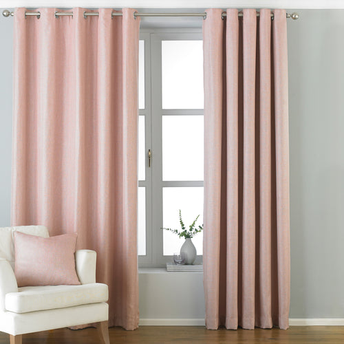 Paoletti Atlantic Twill Woven Eyelet Curtains in Blush