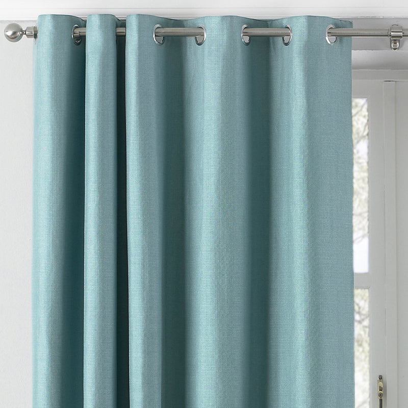 Paoletti Atlantic Twill Woven Eyelet Curtains in Duck Egg