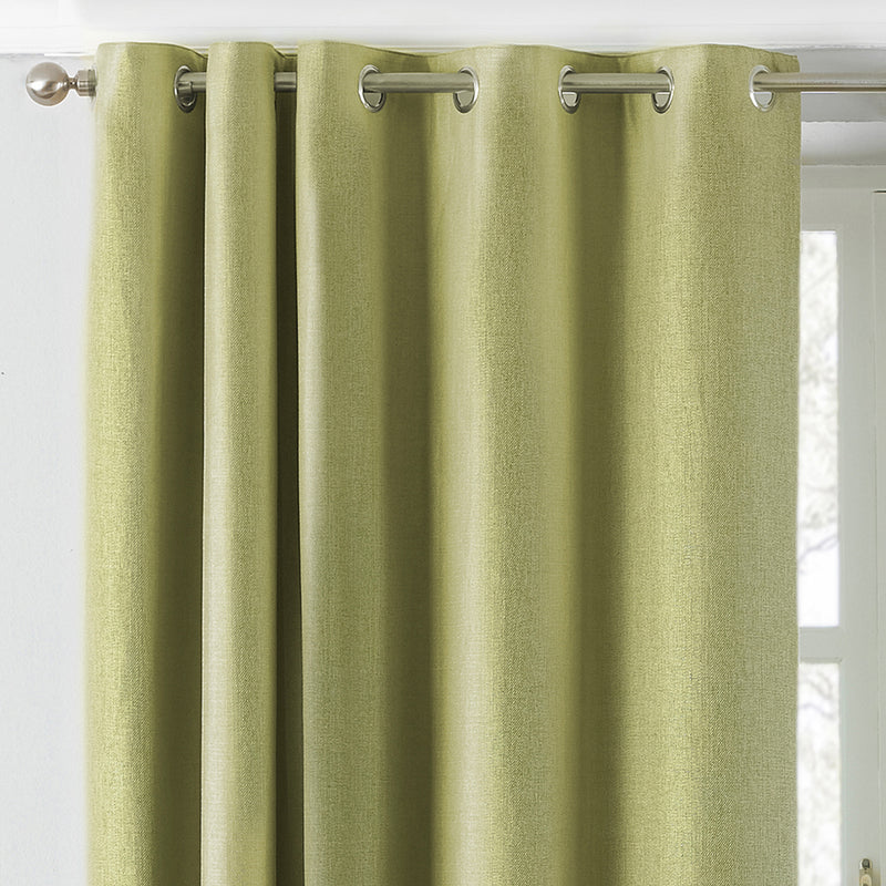 Paoletti Atlantic Twill Woven Eyelet Curtains in Green