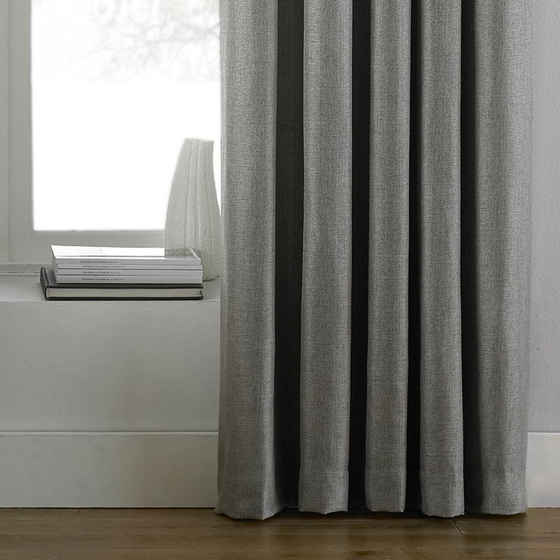 Paoletti Atlantic Twill Woven Eyelet Curtains in Grey