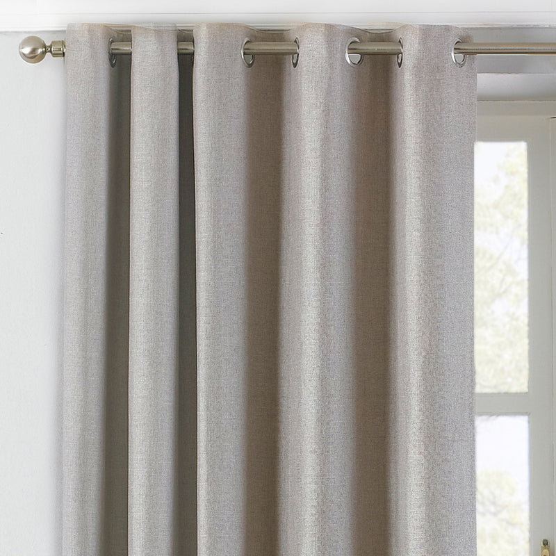 Paoletti Atlantic Twill Woven Eyelet Curtains in Natural