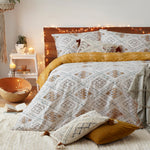 furn. Atlas Global Inspired 100% Cotton Duvet Cover Set in Ochre