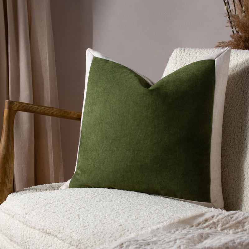 Yard Auden Linen Velvet Cushion Cover in Olive Oil