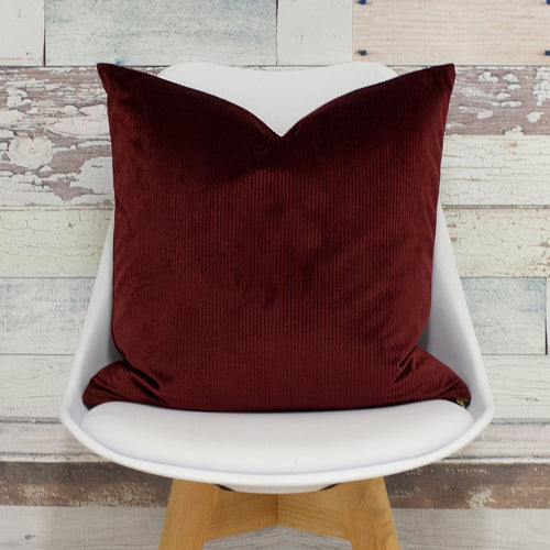 furn. Aurora Ribbed Velvet Cushion Cover in OxBlood