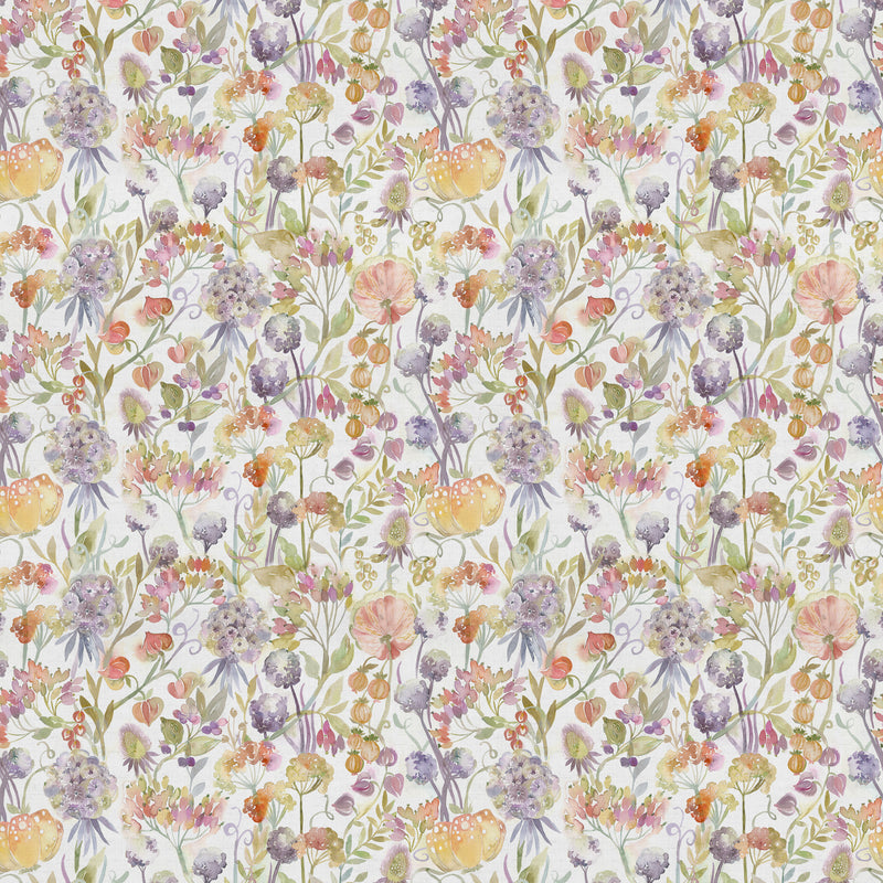 Fall Pattern Cream Autumn Floral Cream Printed Linen Fabric | Orange Fabric | Voyage ...