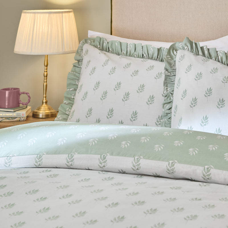 Woodland White Bedding - Ava Reversible Duvet Cover Set White Sage Wylder Nature