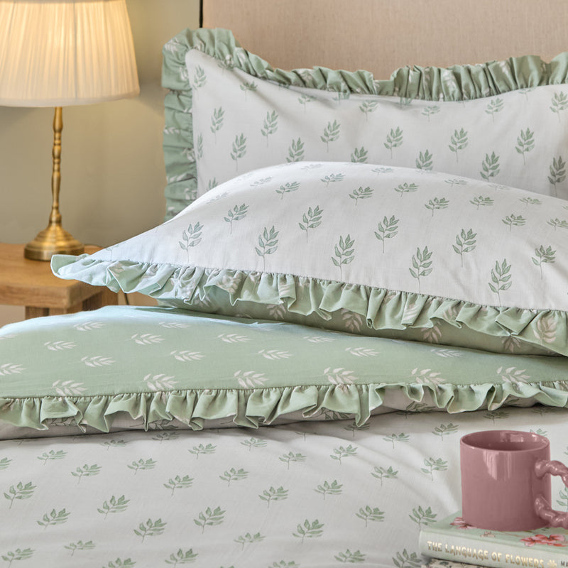 Woodland White Bedding - Ava Reversible Duvet Cover Set White Sage Wylder Nature
