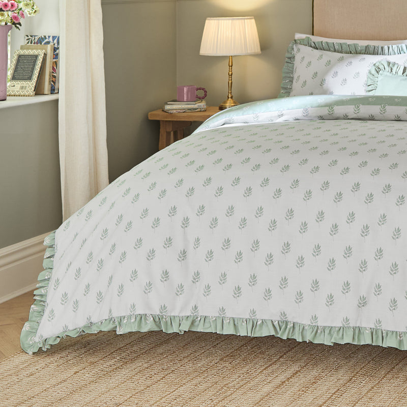 Woodland White Bedding - Ava Reversible Duvet Cover Set White Sage Wylder Nature