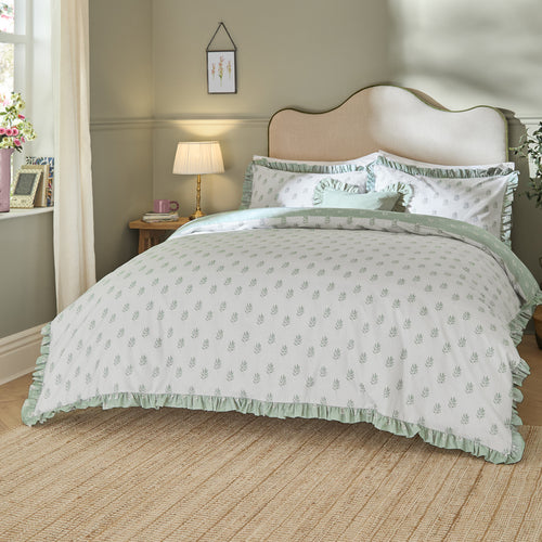Woodland White Bedding - Ava Reversible Duvet Cover Set White Sage Wylder Nature