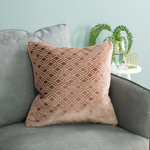 Paoletti Avenue Velvet Jacquard Cushion Cover in Blush